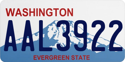 WA license plate AAL3922