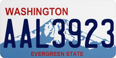 WA license plate AAL3923