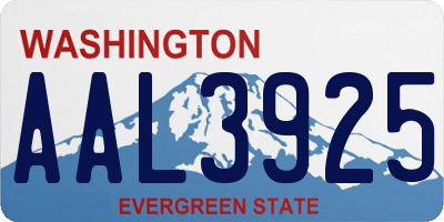 WA license plate AAL3925