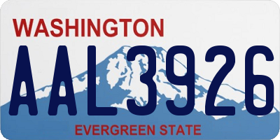 WA license plate AAL3926