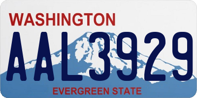 WA license plate AAL3929