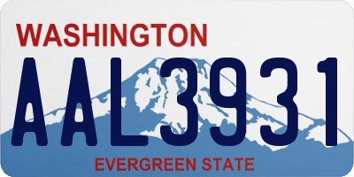 WA license plate AAL3931