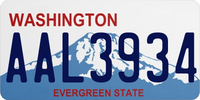 WA license plate AAL3934