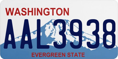 WA license plate AAL3938