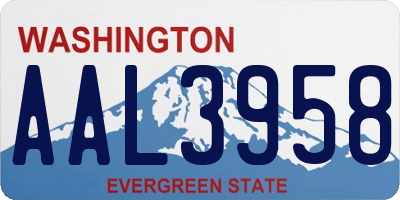 WA license plate AAL3958