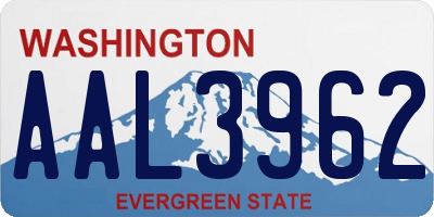 WA license plate AAL3962