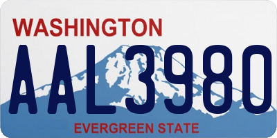 WA license plate AAL3980