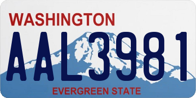 WA license plate AAL3981