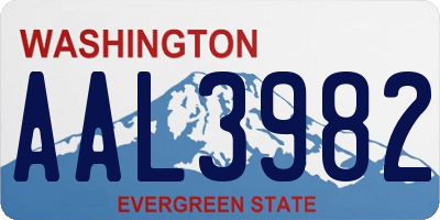 WA license plate AAL3982