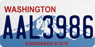 WA license plate AAL3986