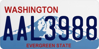 WA license plate AAL3988