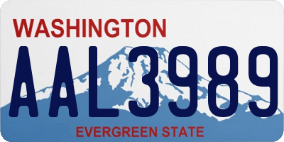 WA license plate AAL3989