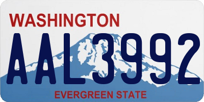 WA license plate AAL3992