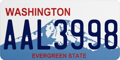 WA license plate AAL3998