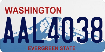 WA license plate AAL4038