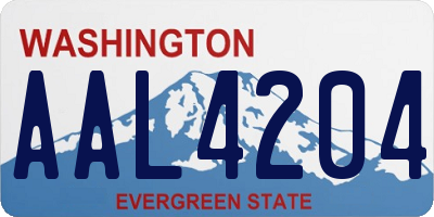 WA license plate AAL4204