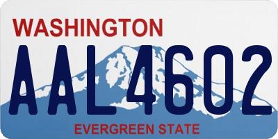WA license plate AAL4602
