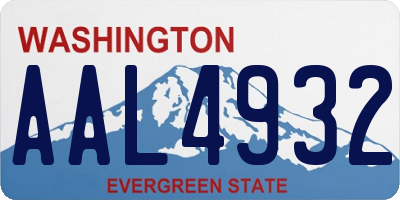 WA license plate AAL4932