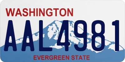 WA license plate AAL4981