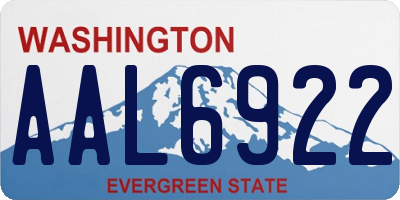 WA license plate AAL6922