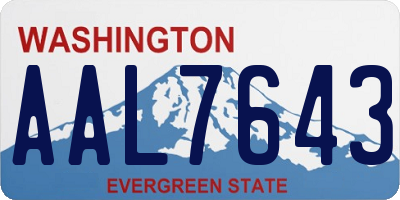 WA license plate AAL7643