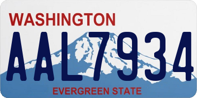 WA license plate AAL7934