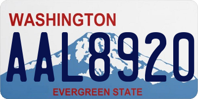 WA license plate AAL8920
