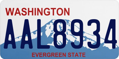 WA license plate AAL8934