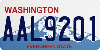 WA license plate AAL9201