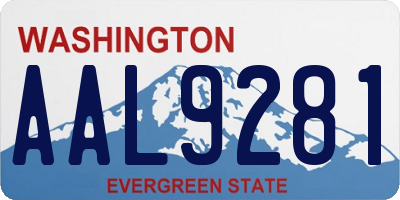 WA license plate AAL9281