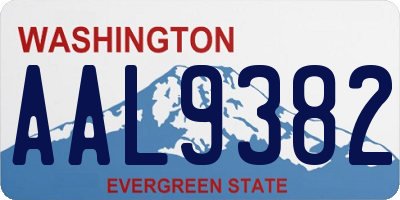 WA license plate AAL9382