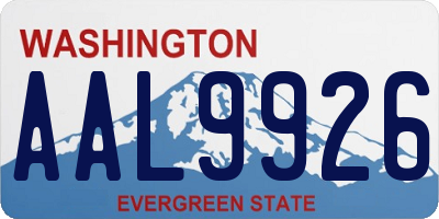 WA license plate AAL9926