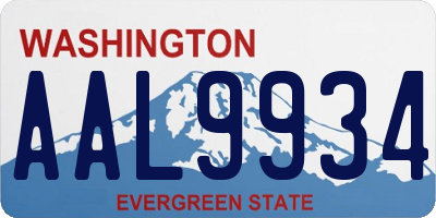 WA license plate AAL9934