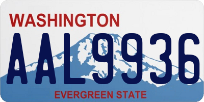 WA license plate AAL9936