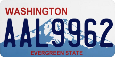 WA license plate AAL9962