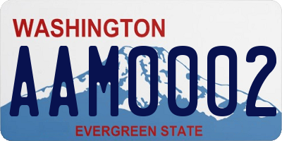 WA license plate AAM0002