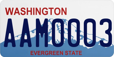 WA license plate AAM0003