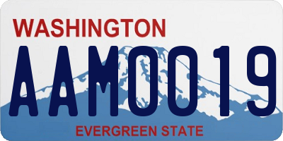 WA license plate AAM0019