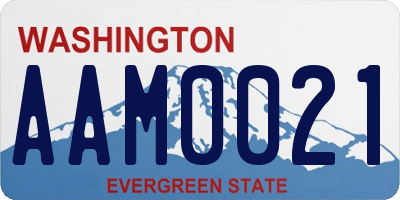 WA license plate AAM0021