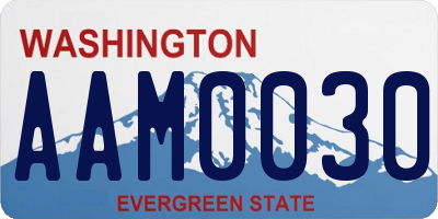 WA license plate AAM0030