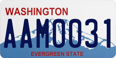 WA license plate AAM0031