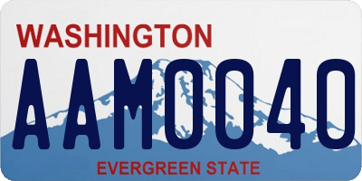 WA license plate AAM0040