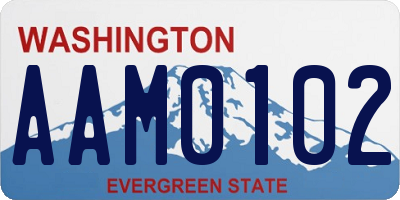 WA license plate AAM0102