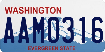 WA license plate AAM0316