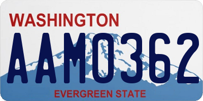 WA license plate AAM0362