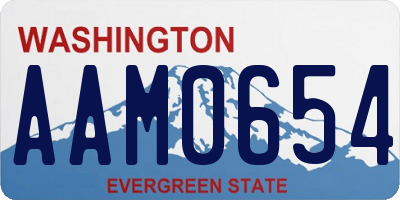 WA license plate AAM0654