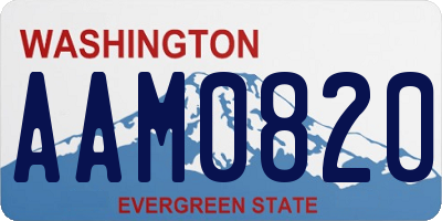 WA license plate AAM0820
