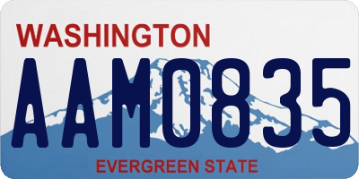 WA license plate AAM0835