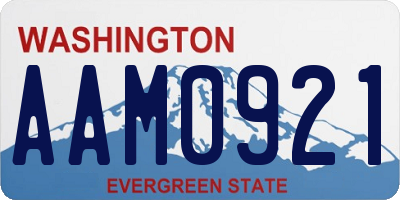 WA license plate AAM0921