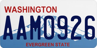 WA license plate AAM0926